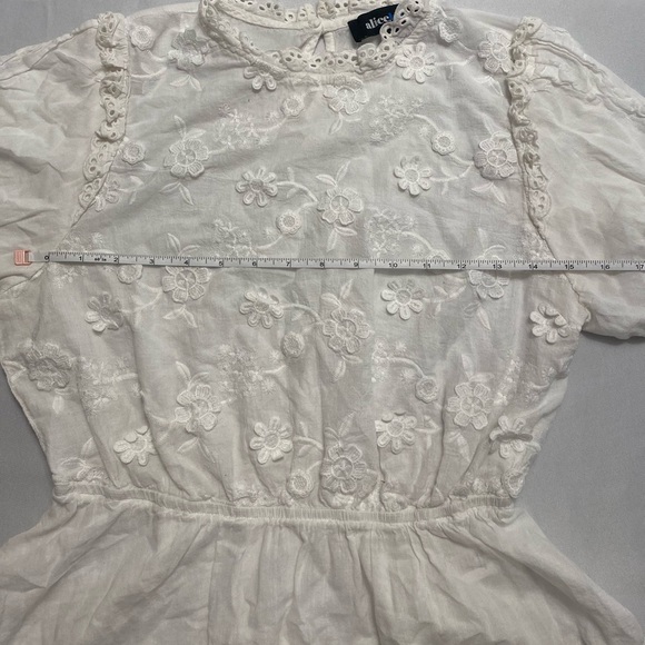 Alice & blue Puff Sleeve Three-Dimensional Flower embroidered top size L - Picture 5 of 9